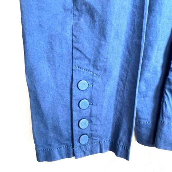 Eileen Fisher Organic Linen Blend Full Zip Lightweight Blazer Pockets Blue large - Picture 6 of 10